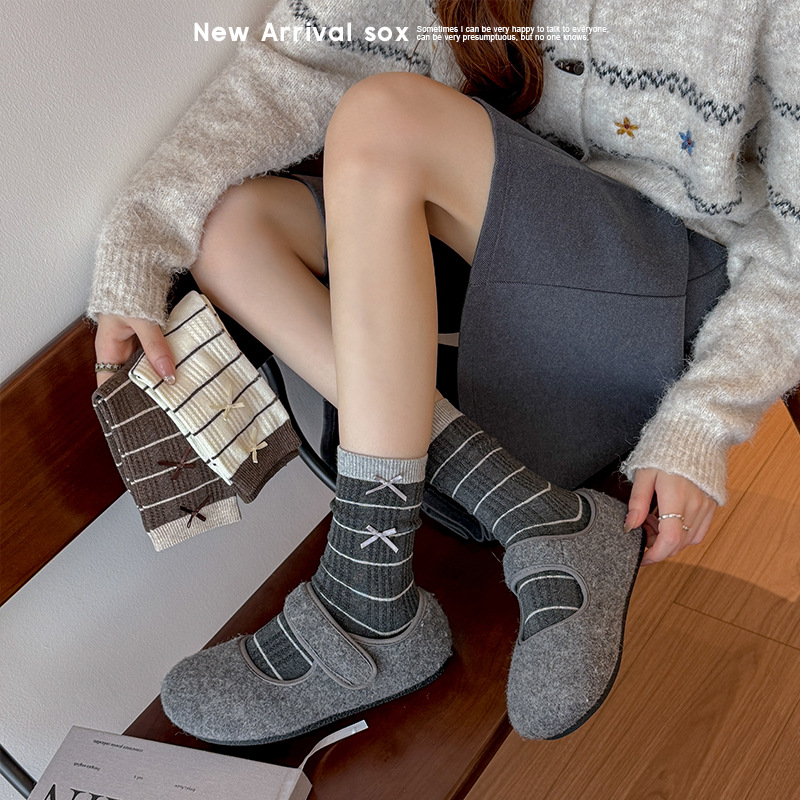 Bowknot Striped Slouchy Mid-Ca - Boot Sock Slouchy review and price