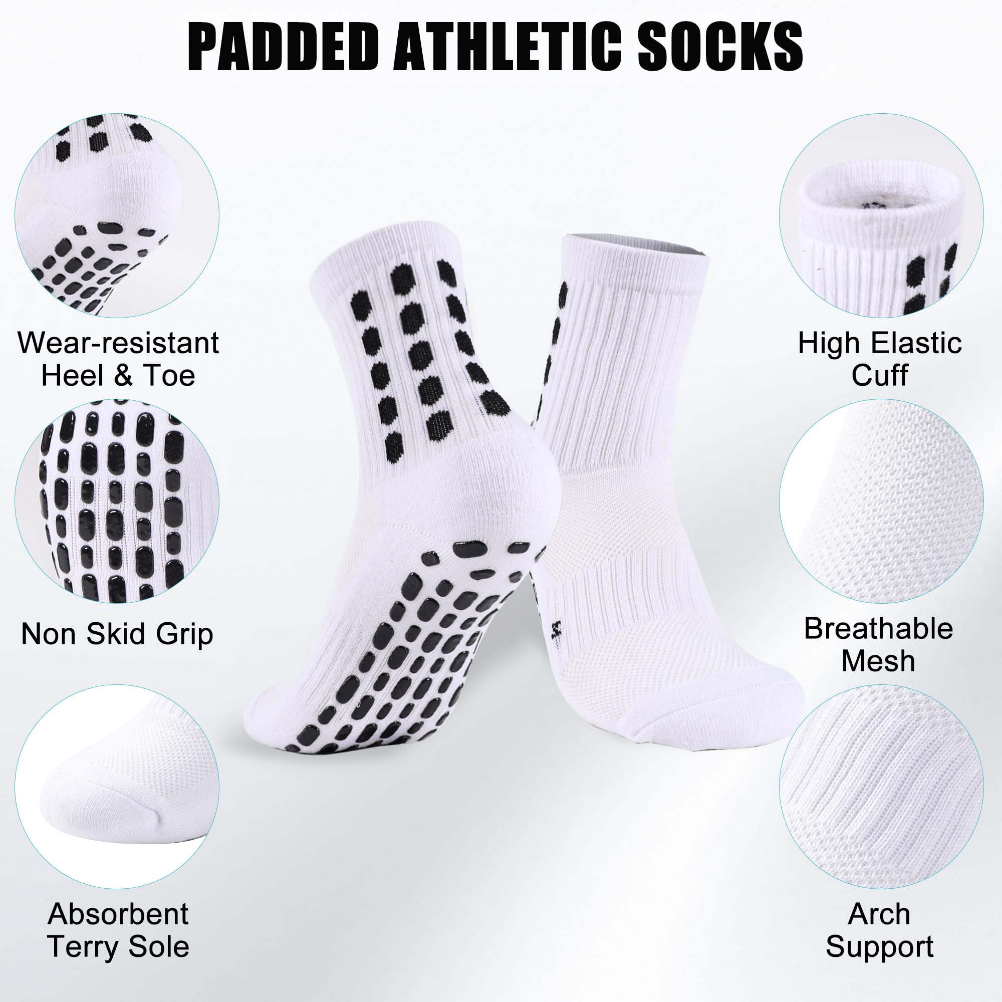4/8Pairs Kids Grip Soccer Sock - Athletic Sock Cushion review and price