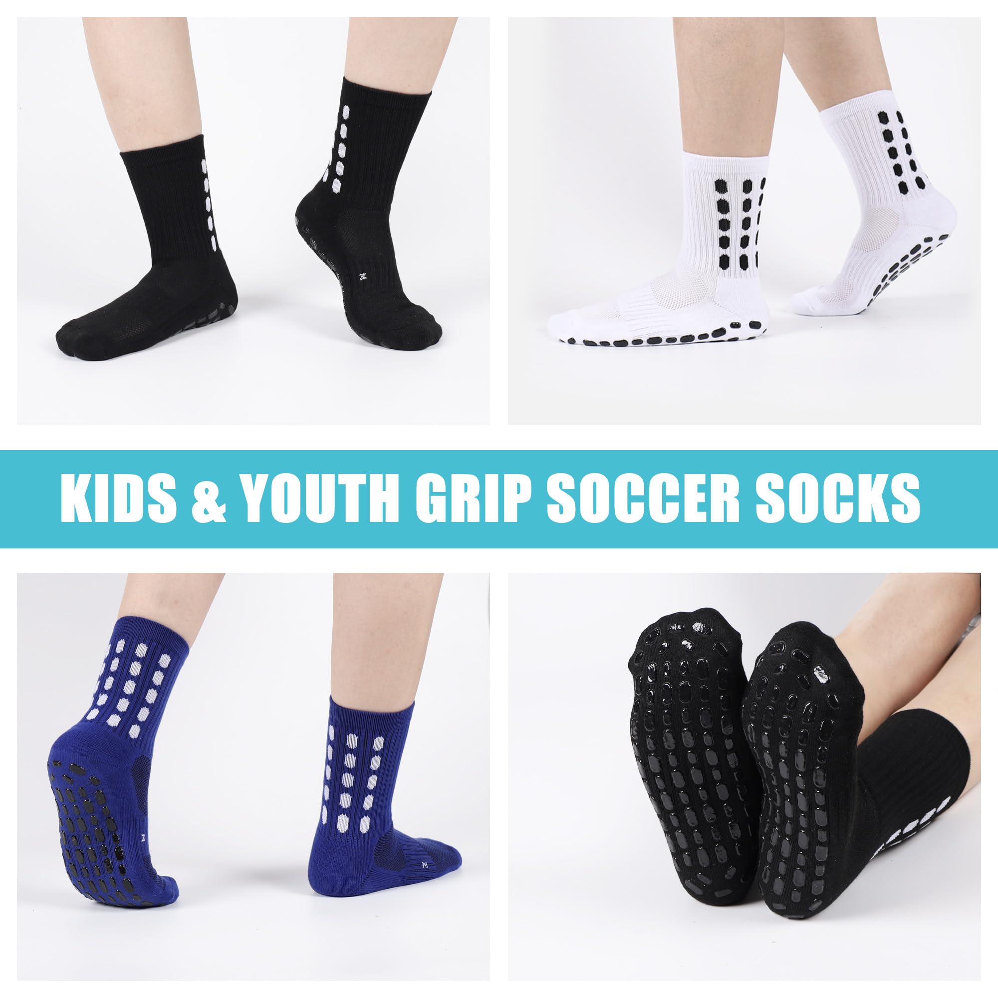 4/8Pairs Kids Grip Soccer Sock - Athletic Sock Cushion review and price